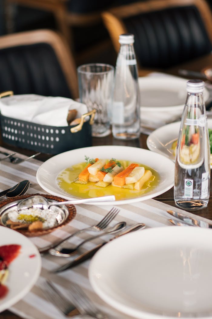 Crafting Captivating Headlines: Your awesome post title goes here A sophisticated dining setup featuring a plated appetizer at a restaurant in İstanbul, Türkiye.